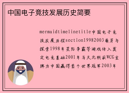 中国电子竞技发展历史简要